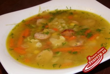 Рецепт гороховый суп с колбасой