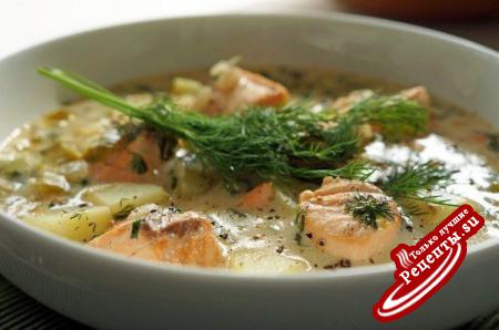Финский суп с лососем и картофелем