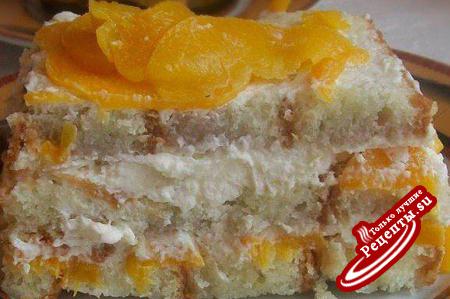 Персиковый торт без выпечки