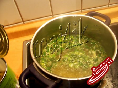 Суп из зелёного лука с сыром