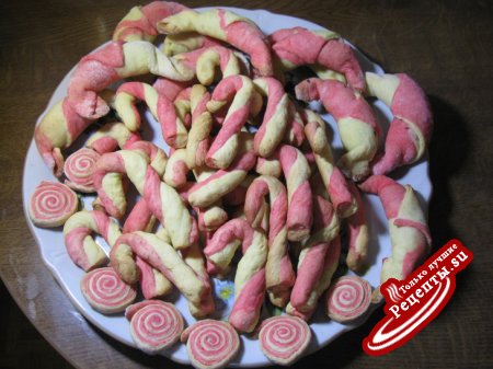 Печенье тросточки для Санты Клауса, рогалики и печенье " Спиралька "