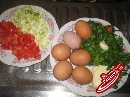 жаркое из яиц на овощной подушке "Шесть бакинских коммерсантов"