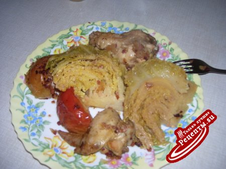 савойская капуста с курицей в духовке