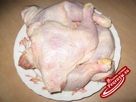 Курица запеченная на дрожжевом тесте