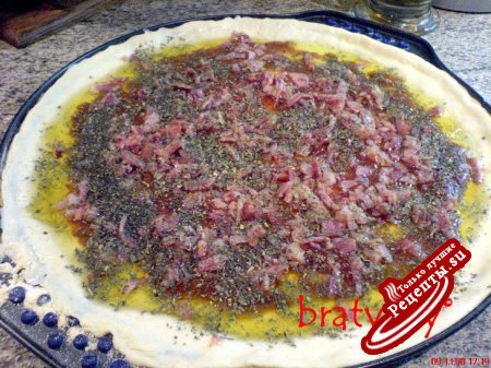 Pizza con pancetta e broccoli - Пицца с беконом и брокколи