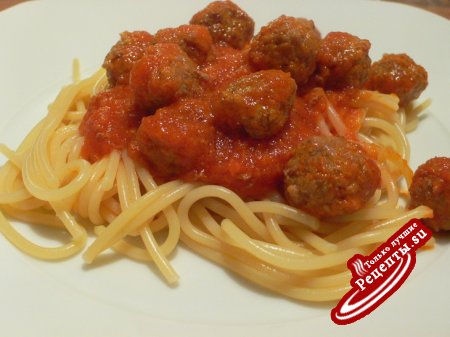 Спагетти с тефтелями для детей (с тыквой)