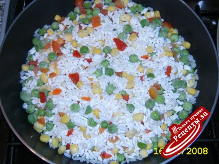 Шницель с рисом и овощами