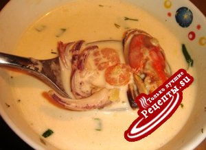 Молочный суп с морепродуктами