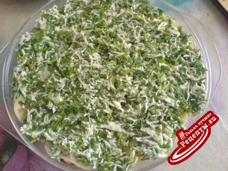Лапшевник сырный с зеленью