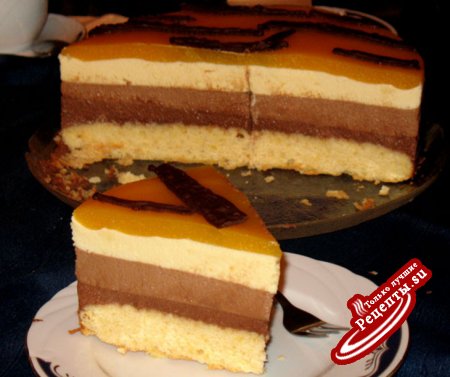 Торт "Триколор" под манговым покрытием