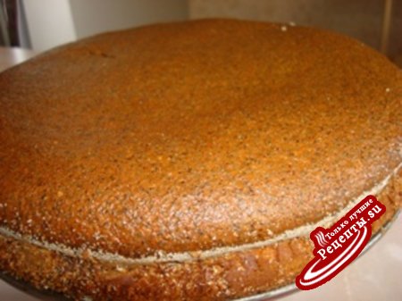 маковый пирог-торт с творожной прослойкой