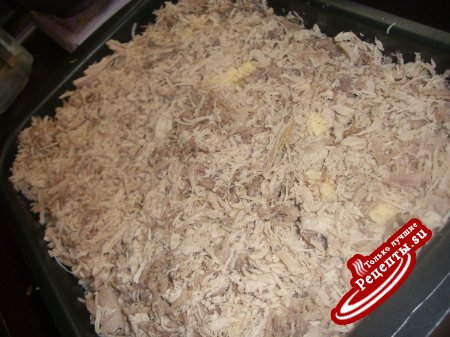 Запеканочка рисовая с курятинкой и сыром:)