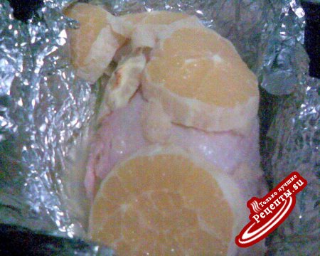 Куриный окорочок с апельсином (экспресс-метод)