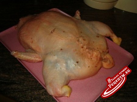 Фаршированная курица без костей.