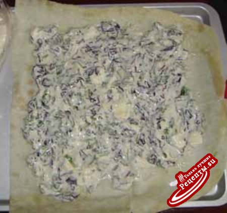 Лаваш со сливочным сыром, зеленью и омлетом