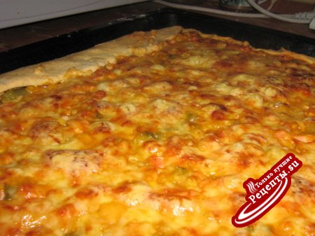 Пицца домашняя (тонкий слой теста)