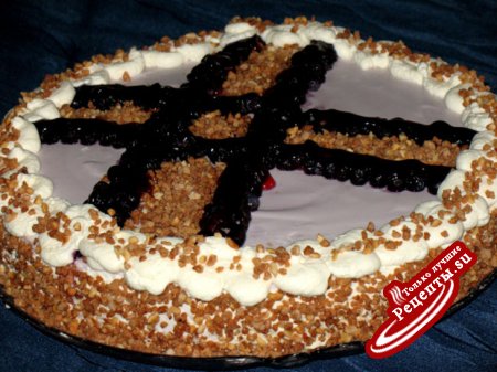 Торт-десерт с рикоттой и черникой "Северный цвет"