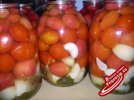 Маринованные помидоры с яблоками (без уксуса)