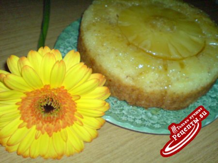 Тортики-малышки с ананасом под ананасовой карамелью
