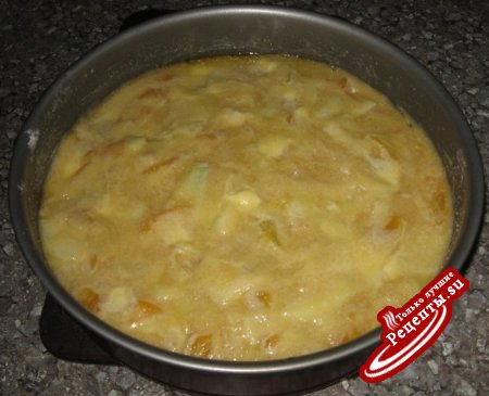 Насыпной пирог с персиками и яблоками.(вариант)