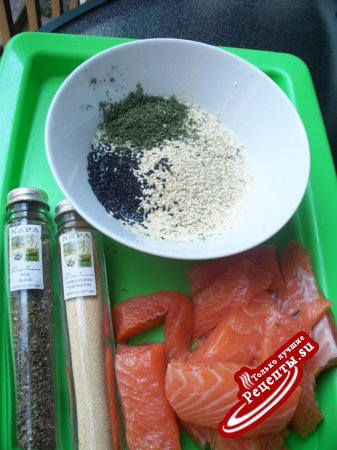 Saumon au sesame- Кубики лосося в сезаме !!!!