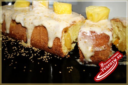 Лимонный кекс с мандарином и ананасом