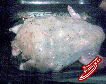 Курица с капустой, изюмом и курагой (фаршированная, конечно)