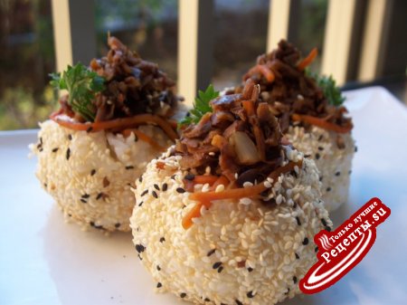 Рисовые шарики с грибами по мативам Японской кухни!!!