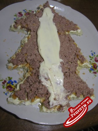 Салат с печенью трески " Ёлочка "