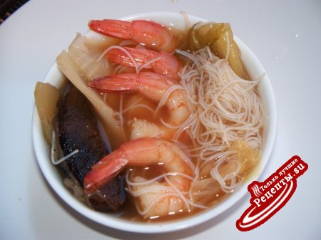 Постный Китайско-Русский суп с креветками за 5мин.