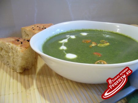 Витаминный изумрудный суп со шпинатом и зеленым горошком "Лето зимой"
