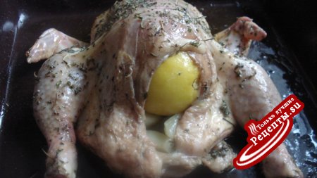 КУРОЧКА В ГНЁЗДЫШКЕ - курица в чесночном креме с картофелем в лимонном соке