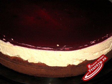 Торт с кремом из маскапоне и папайи под гранатовын желе "Красная шапочка"