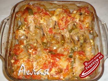 Курочка запеченная с овощами