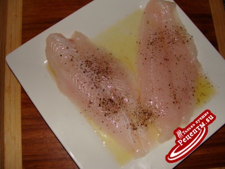 Филе морской рыбки с кунжутом под шафрановым соусом /мой вариант/