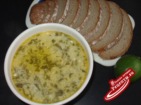 Суп с щавелем и сливочным сыром (Вариант).