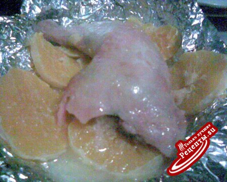Куриный окорочок с апельсином (экспресс-метод)