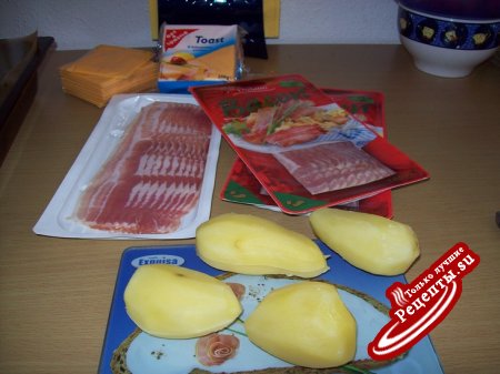 Картошка в беконе ,начинённая сыром.