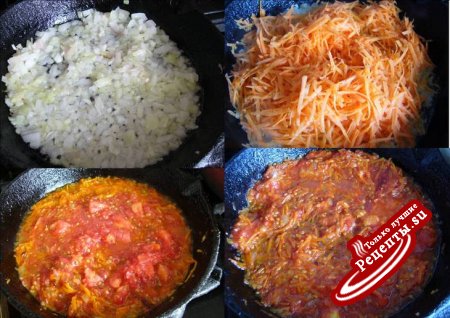 Помидоры и перец фаршированные мясом и рисом