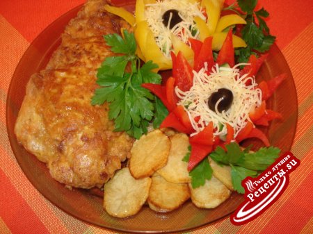 фаршированная отбивная замаринованная в горчице и коньяке