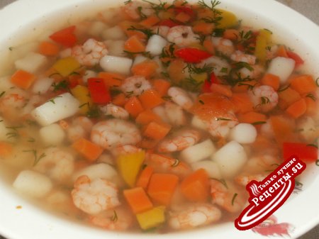 Креветочный суп с овощами
