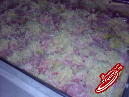 le patate a cubetti in salsa rosa (картофельная запеканка в розовом соусе)