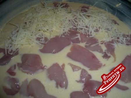 Куриная грудка с овощамии сыром в тесте