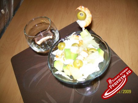 Салат из авокадо и креветок "Нежно-зеленый"