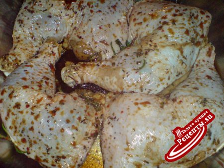 Куриные окорочка,маринованные -запечённые с итальянскими травками