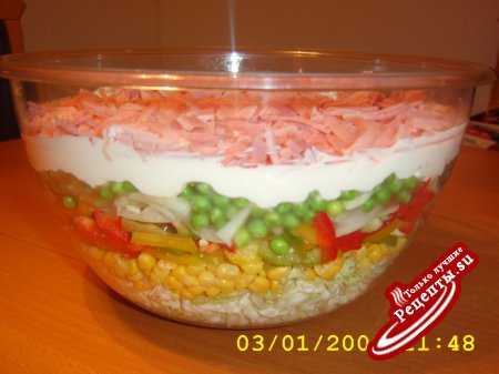 Вкусный слоёный салат