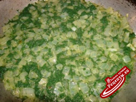 Печенка под зеленым соусом
