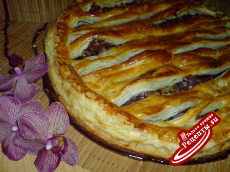 Пирог с горьким шоколадом и грецкими орехами