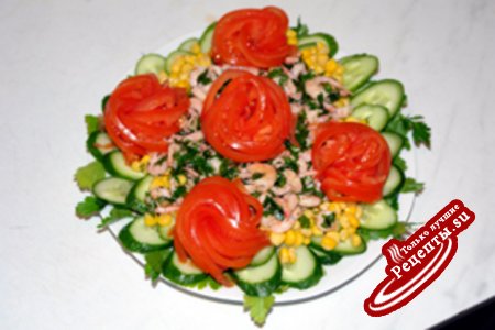 Салат с креветками "Весенний букет"