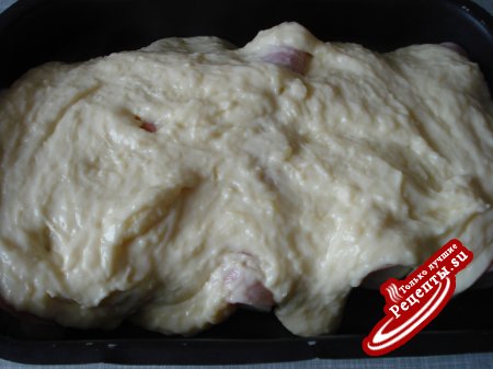 Цикорный салат с ветчиной под сырной корочкой